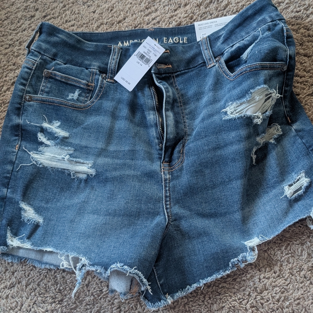 NWT American Eagle Outfitters Women's Blue Distressed Shorts